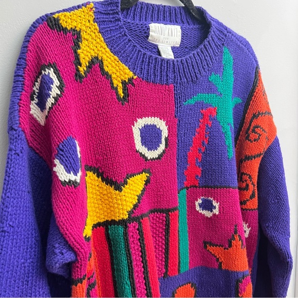 Vintage 80s/90s Hand Knit for the Limited Color Block Sweater, Size M/L - Picture 2 of 7
